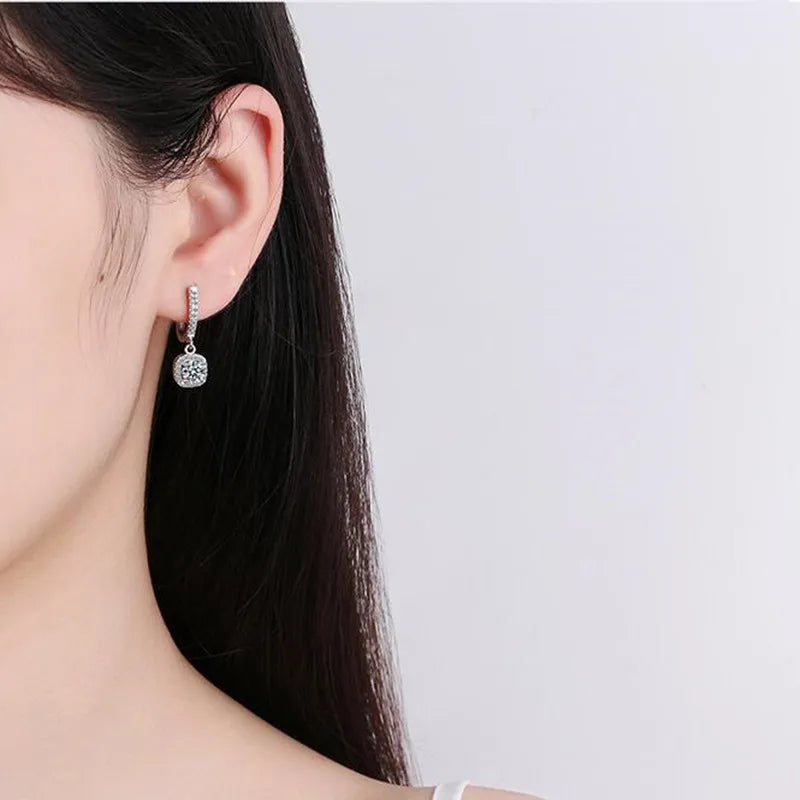 Moissanite Halo Circle Earrings – 925 Sterling Silver 1.3mm Round Studs 2024 Women’s Fine Jewelry | Melisande