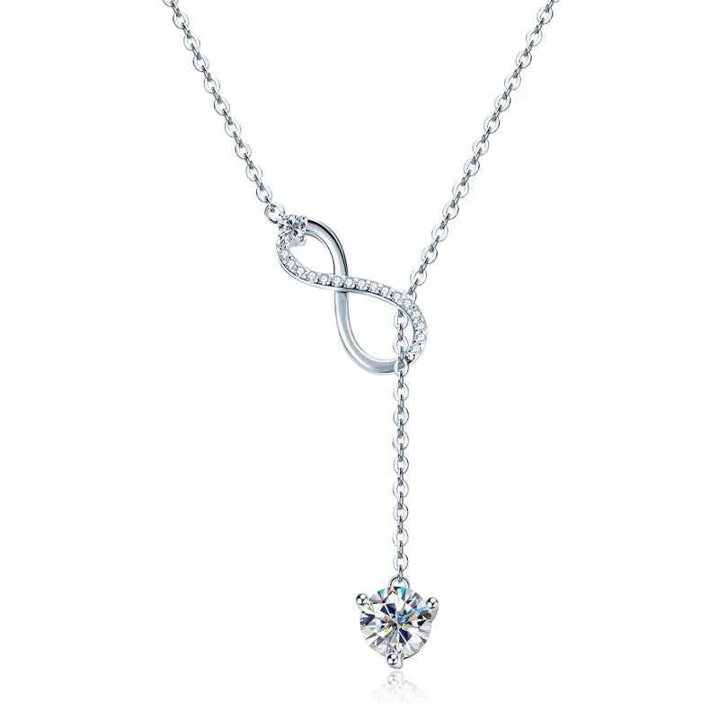 Infinity Necklace – 925 Sterling Silver Y-Shape Pendant 6.5mm D Color Moissanite | Melisande