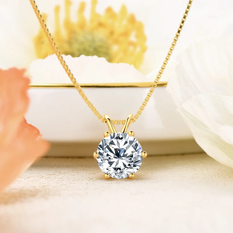Moissanite Pendant Necklace – 925 Sterling Silver 2.0ct & 3.0ct Classic Engagement Jewelry Gift | Melisande